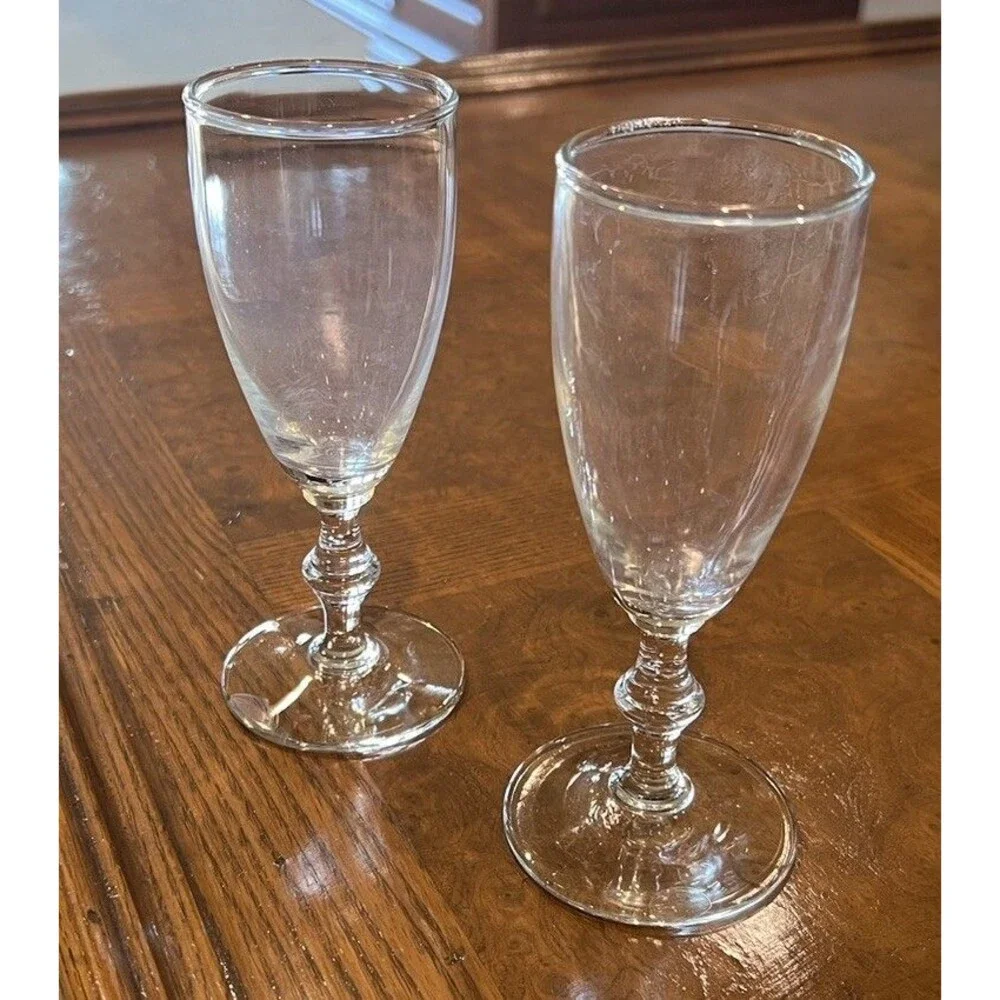 Mid Century Modern Clear Libby Georgian Bamboo Stemmed Glasses (Set of 2)
